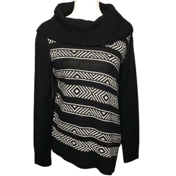 DB Established 1962 Striped Asymmetrical Cowl Neck Knit Sweater Size Medium - Picture 1 of 8